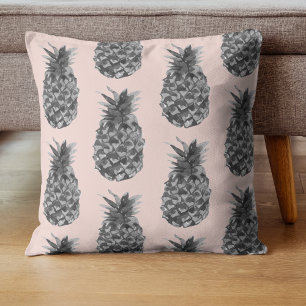 Coussin Tropical Grey & Pink Ananas Motif sans couture