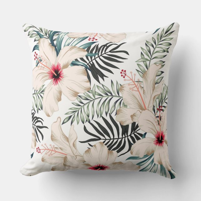 Coussin tropical hawaïen d'Hibiscus (Recto)