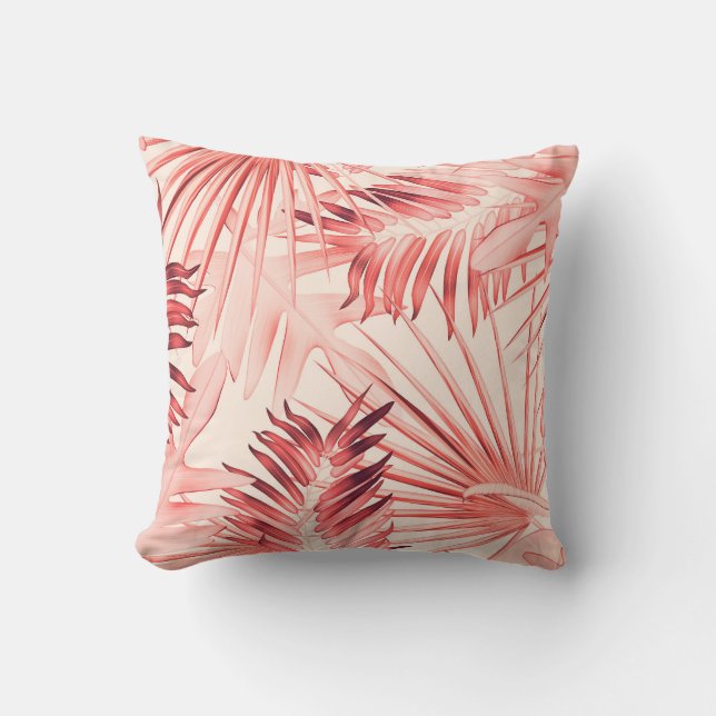 Coussin Tropical Palm Feuille, Hawaiian Stylish Motif. (Recto)