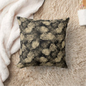 Coussin Tropical Palm Tree Feuille Motif Black Gold (Couverture)
