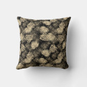 Coussin Tropical Palm Tree Feuille Motif Black Gold (Verso)