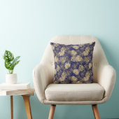 Coussin Tropical Palm Tree Feuille Motif Bleu foncé Or (Chaise)