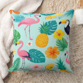Coussin Tropical Paradise Pattern - Flamingos Hibiscus Mon (Couverture)