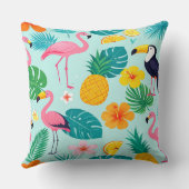 Coussin Tropical Paradise Pattern - Flamingos Hibiscus Mon (Verso)
