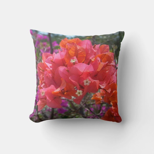 Coussin Tropical Pink Bougainvillea Island Floral (Recto)