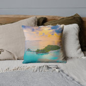 Coussin Tropical Sunset Island Throw Pillow | Beach & Ocea