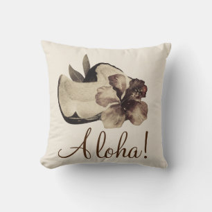 Coussin Tropical Vintage Coco et Hibiscus Élégant Chic