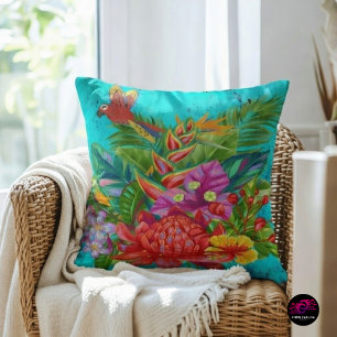 Coussin TropiColor Fusion Macaw & Floral Serenade