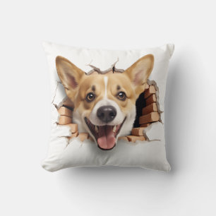 Coussin Trou fissuré 3D Corgi