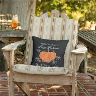 Coussin Trou ou traiter Halloween Webs Citrouilles mignonn