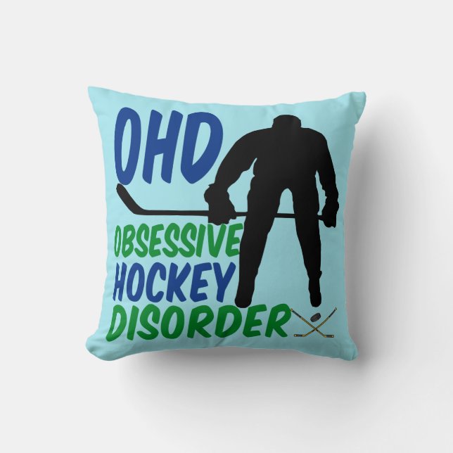 Coussin Trouble obsessionnel du hockey (Recto)