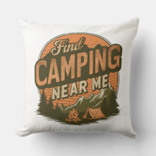 Coussin Trouver Camping Près De Moi - Camping Rétro Jeu d'