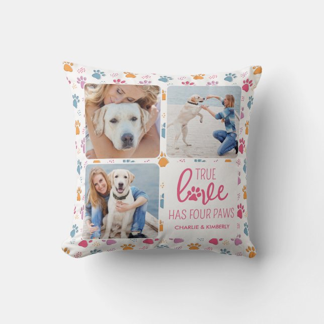 Coussin True Love Customisé Animal Amoureux des chiens 4 P (Recto)