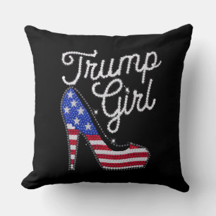 Coussin Trump Girl High Heel Drapeau américain Bling Patri