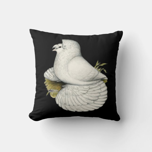 Coussin Trumpeter Pigeon White (Recto)