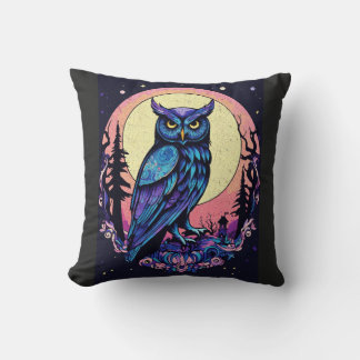 Coussin TShirt Lune de la Chouette Mystique Style Nocturne