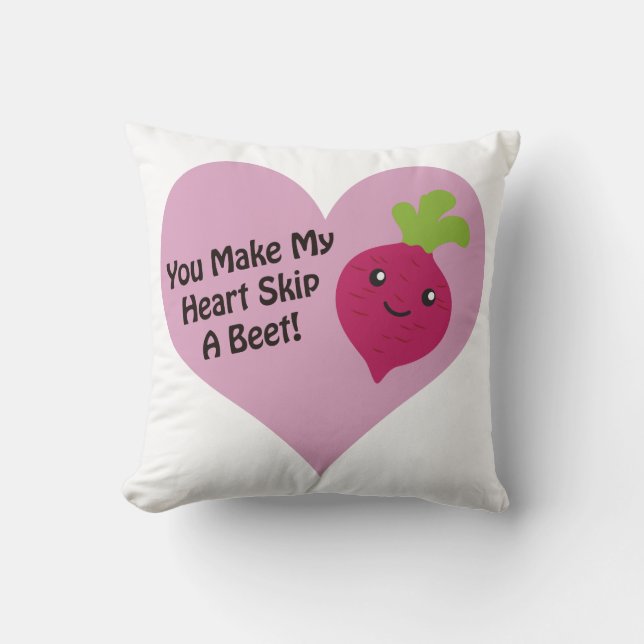 Coussin Tu Fais Sauter Mon Coeur À Une betterave (Recto)