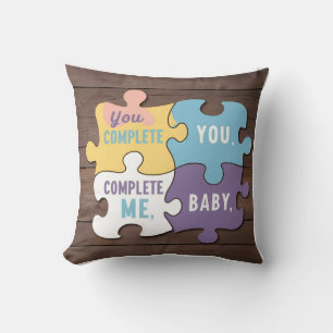 Coussin Tu Me Complètes Bébé Puzzle Maman Silhouette
