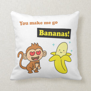 Coussin Tu me fais passer des bananes, mignon Humour d'amo