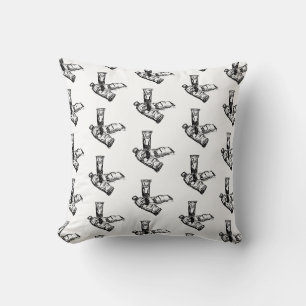 Coussin Tubes de peinture noir et blanc Sketch