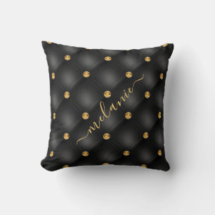 Coussin Tufé en or noir avec nom personnalisé