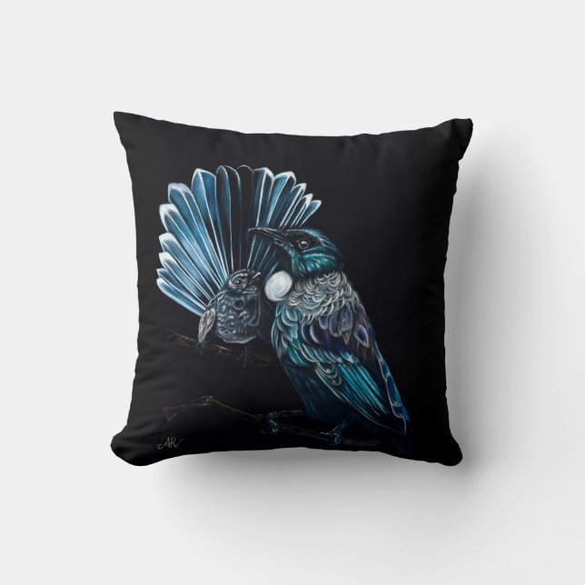 Coussin Tui Et Piwakawaka (Recto)