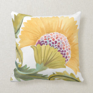 Coussin Tuiles florales d'abbaye - jaune