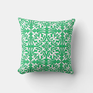 Coussin Tuiles marocaines - Jade vert et blanc