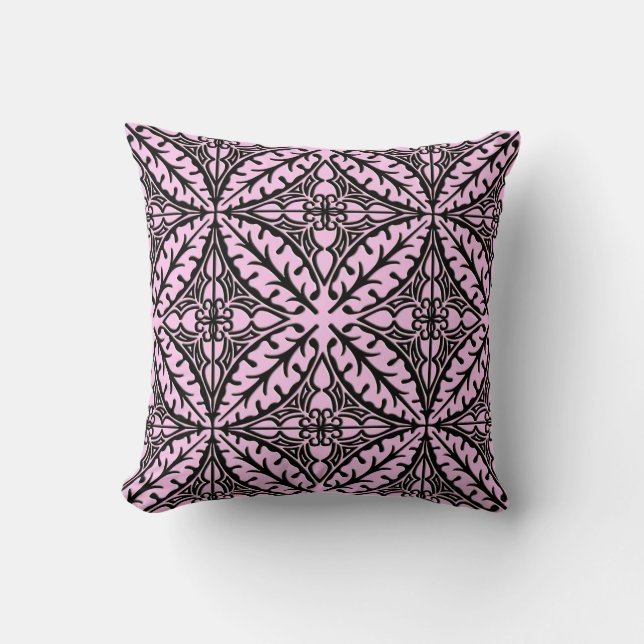 Coussin Tuiles marocaines - rose glacé et noir (Recto)