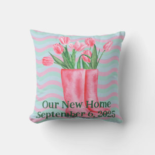 Coussin Tulip et bottes en plume roses personnalisables