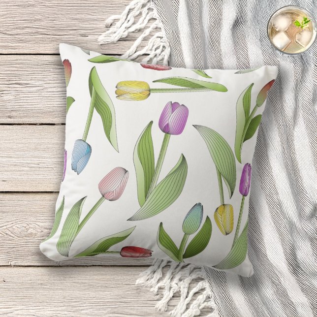 Coussin Tulipe colorée moderne (Créateur téléchargé)