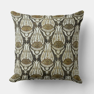 Coussin Tulipe et Treillis Art Floral Bleu de William Morr