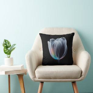 Coussin Tulipe Iridescente en noir