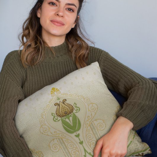 Coussin Tulipe Stylisée Delicate Fils Décoration Accueil