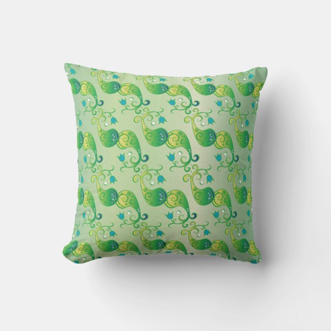 Coussin Tulipe verte Abstraite, modèle floral (Recto)
