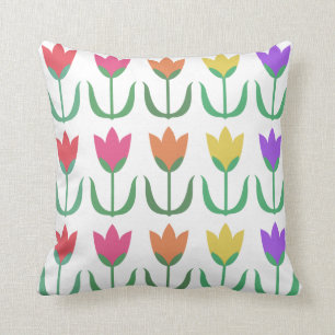Coussin Tulipes arc-en-ciel colorées, fleurs de printemps