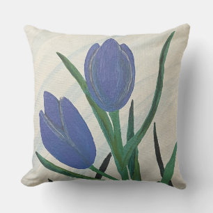 Coussin Tulipes bleues