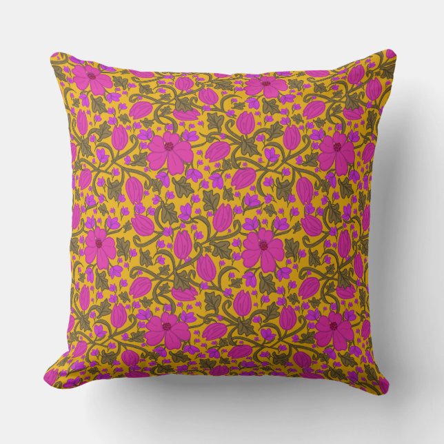 Coussin Tulipes de style - Rose et miel (Recto)