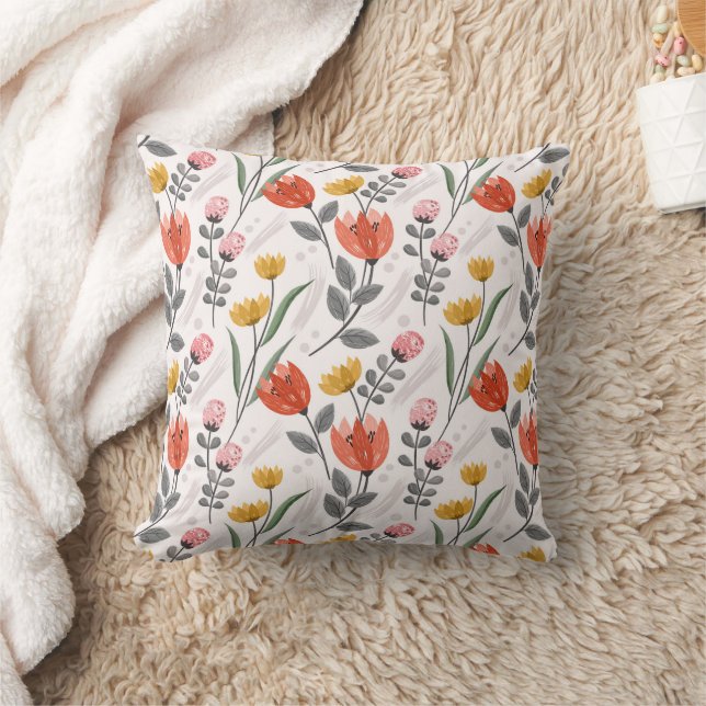Coussin Tulipes Dessinées À La Main Moderne Lancer Oreille (Couverture)