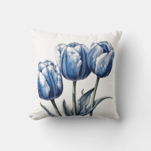 Coussin Tulipes en bleu de Delft