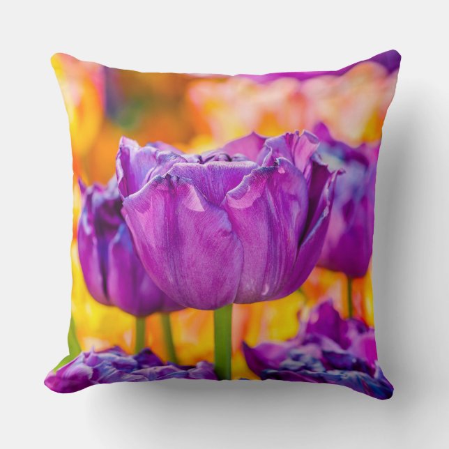Coussin Tulipes Enchantant violet (Recto)