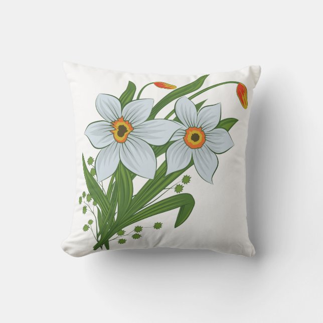 Coussin Tulipes et fleurs de jonquilles (Recto)