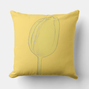 Coussin Tulipes Jaune Moutarde Art Floral Cadeau Décoratio