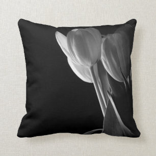 Coussin Tulipes noires et blanches