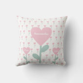 Coussin Tulipes roses Coeurs Nom Amour Espoir Mignonne Fil (Verso)