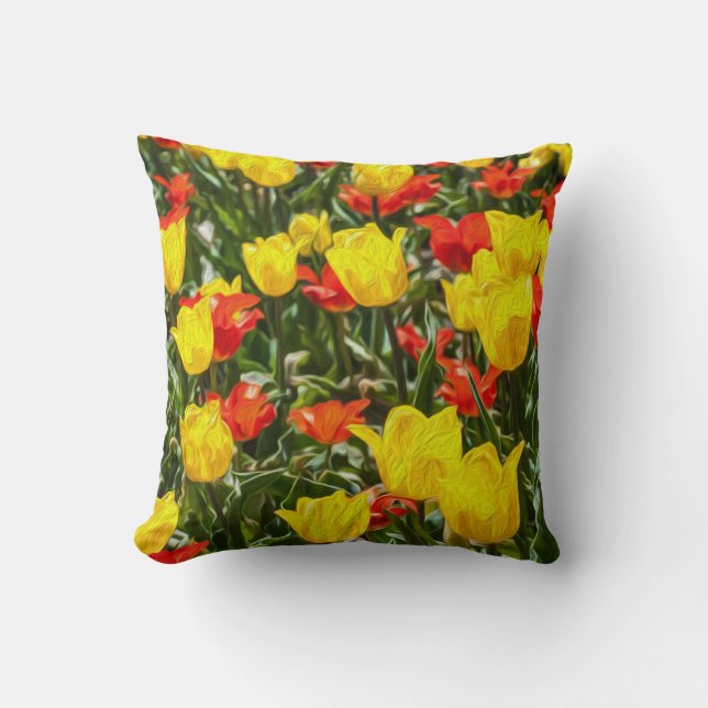 Coussin Tulipes rouges et jaunes (Recto)