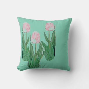 Coussin Tulipes trois roses