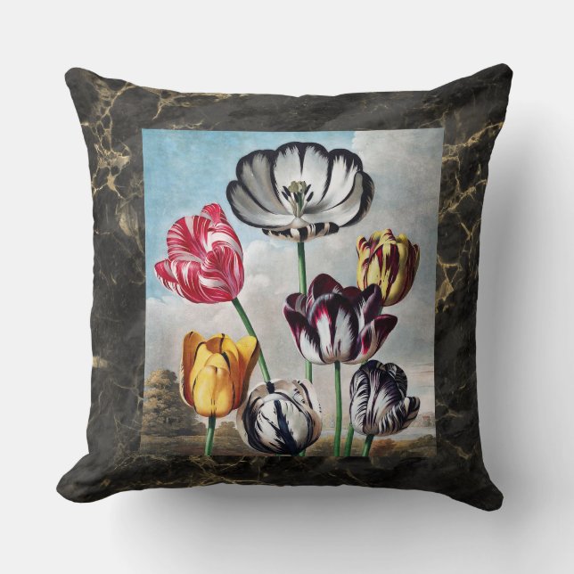 Coussin Tulipes vintages - Temple de Flora Botanique (Recto)