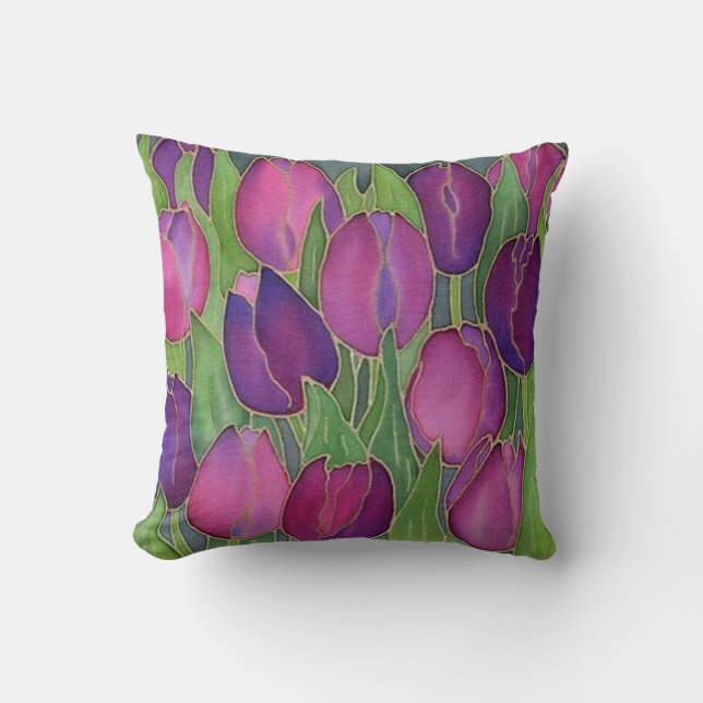 Coussin Tulipes violettes Design Jeu d'oreiller (Recto)