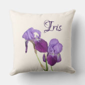 Coussin Tulips violets personnalisables nom Iris personnel (Verso)